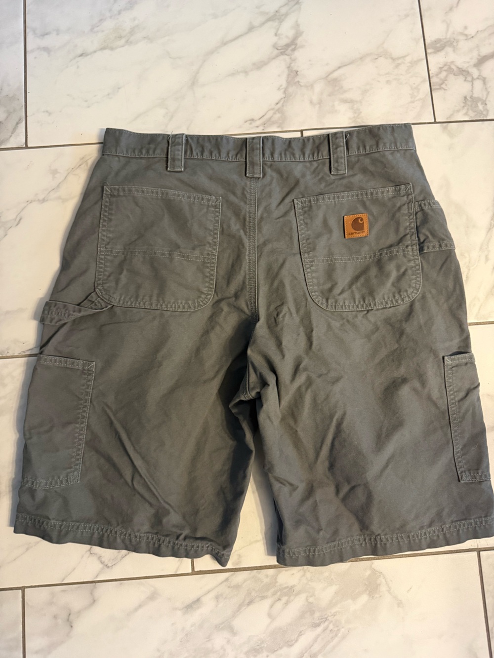 Carhartt Baggy Carpenter Workwear Grey Canvas y2k Cargo Shorts Size 36